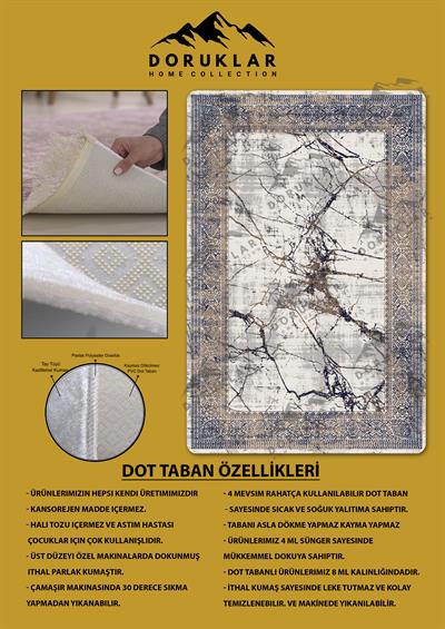 Kaymaz Taban Yıkanabilir Dijital Baskı Dekoratif Modern Desenli Dot Taban Halı Nova Serisi NV26