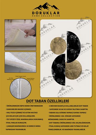 Kaymaz Taban Yıkanabilir Dijital Baskı Dekoratif Modern Desenli Dot Taban Halı Soft  Serisi SFT27