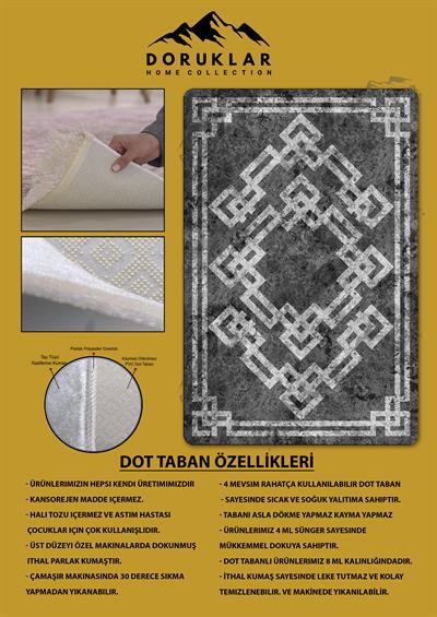 Kaymaz Taban Yıkanabilir Dijital Baskı Dekoratif Modern Desenli Dot Taban Halı Nova Serisi NV87