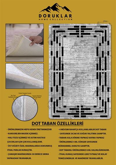 Kaymaz Taban Yıkanabilir Dijital Baskı Dekoratif Modern Desenli Dot Taban Halı Nova Serisi NV95