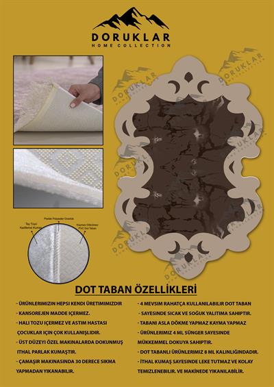 Kaymaz Taban Yıkanabilir Dijital Baskı Dekoratif Modern Desenli Elegance Serisi Lazer Kesim Dot Taban Halı ELG30