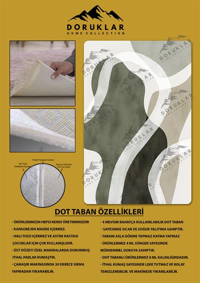 Kaymaz Taban Yıkanabilir Dijital Baskı Dekoratif Modern Desenli Dot Taban Halı Soft  Serisi SFT32