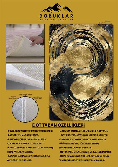 Kaymaz Taban Yıkanabilir Dijital Baskı Dekoratif Modern Desenli Dot Taban Halı Soft  Serisi SFT02