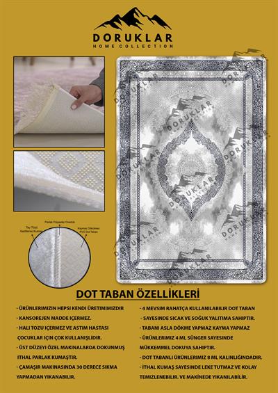 Kaymaz Taban Yıkanabilir Dijital Baskı Modern Klasik Desenli Halı