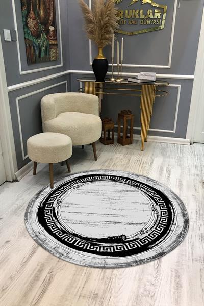 Kaymaz Taban Yıkanabilir Dijital Baskı Dekoratif Modern Desenli Yuvarlak Dot Taban Halı
