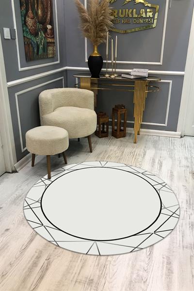 Kaymaz Taban Yıkanabilir Dijital Baskı Dekoratif Modern Desenli Dot Taban Halı MDH299