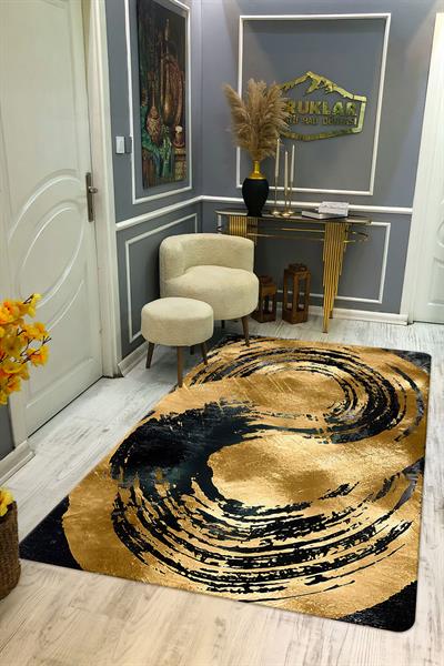 Kaymaz Taban Yıkanabilir Dijital Baskı Dekoratif Modern Desenli Dot Taban Halı Soft  Serisi SFT02