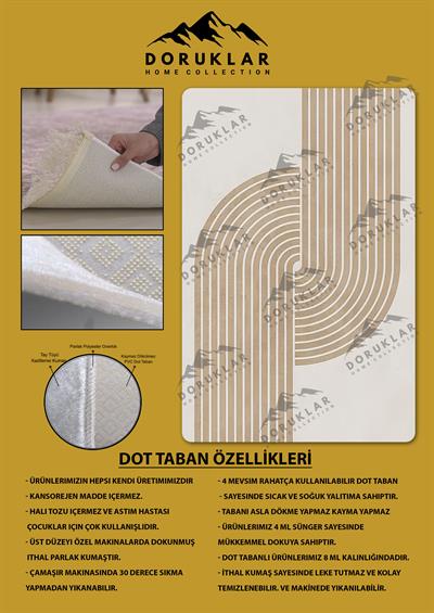 Kaymaz Taban Yıkanabilir Dijital Baskı Dekoratif Modern Desenli Dot Taban Halı Soft  Serisi SFT24