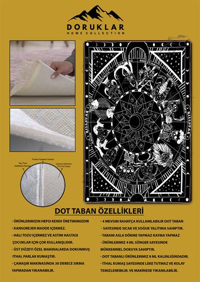 Kaymaz Taban Yıkanabilir Dijital Baskı Dekoratif Modern Desenli Dot Taban Halı Nes V2 Serisi NES023