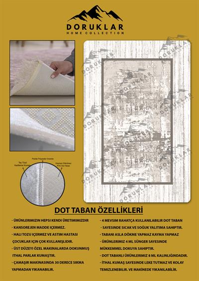 Kaymaz Taban Yıkanabilir Dijital Baskı Dekoratif Modern Desenli Dot Taban Halı Nova Serisi NV118