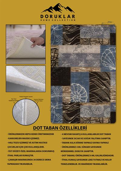 Kaymaz Taban Yıkanabilir Dijital Baskı Dekoratif Modern Desenli Dot Taban Halı Nes V2 Serisi NES021