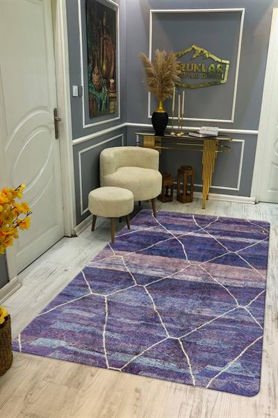 Kaymaz Taban Yıkanabilir Dijital Baskı Dekoratif Modern Desenli NesV2 Serisi Dot Taban Halı N2S08