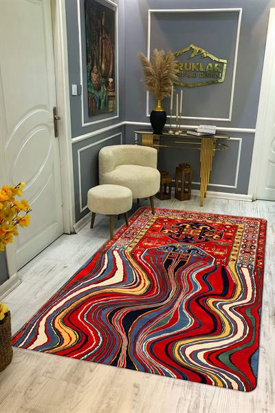 Kaymaz Taban Yıkanabilir Dijital Baskı Dekoratif Modern Desenli Lux Serisi Dot Taban Halı L01