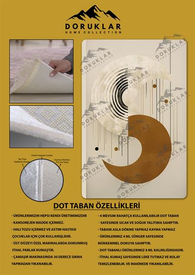 Kaymaz Taban Yıkanabilir Dijital Baskı Dekoratif Modern Desenli Dot Taban Halı Soft  Serisi SFT26