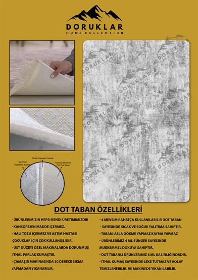 Kaymaz Taban Yıkanabilir Dijital Baskı Dekoratif Modern Desenli NesV2 Serisi Dot Taban Halı N2S15