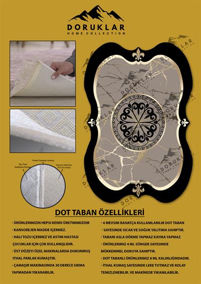 Kaymaz Taban Yıkanabilir Dijital Baskı Lazer Kesimli Modern Desenli Dot Taban Halı