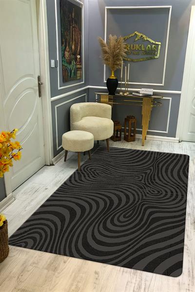 Kaymaz Taban Yıkanabilir Dijital Baskı Dekoratif Modern Desenli Retro Serisi Dot Taban Halı RTR11
