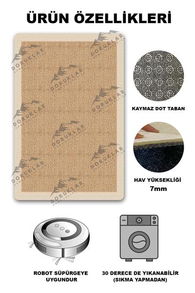 Kaymaz Taban Yıkanabilir Dijital Baskı Dekoratif Modern Desenli Dot Taban Halı Zen Serisi ZEN06