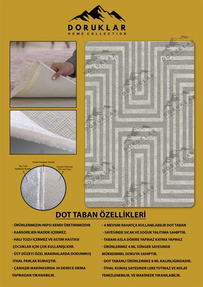 Kaymaz Taban Yıkanabilir Dijital Baskı Dekoratif Modern Desenli NesV2 Serisi Dot Taban Halı N2S18