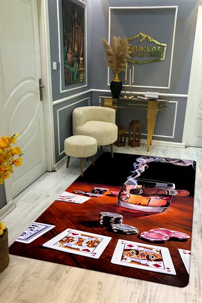 Kaymaz Taban Yıkanabilir Dijital Baskı Dekoratif Modern Desenli Dot Taban Halı CAS01