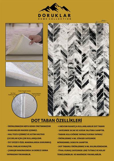Kaymaz Taban Yıkanabilir Dijital Baskı Dekoratif Modern Desenli Dot Taban Halı Nes V2 Serisi NES019