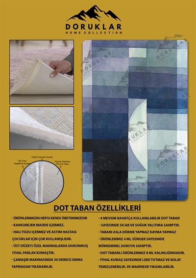 Kaymaz Taban Yıkanabilir Dijital Baskı Dekoratif Modern Desenli Dot Taban Halı Nova Serisi NV76