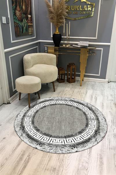Kaymaz Taban Yıkanabilir Dijital Baskı Dekoratif Modern Desenli Yuvarlak Dot Taban Halı
