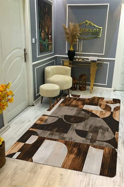 Kaymaz Taban Yıkanabilir Dijital Baskı Dekoratif Modern Desenli Dot Taban Halı