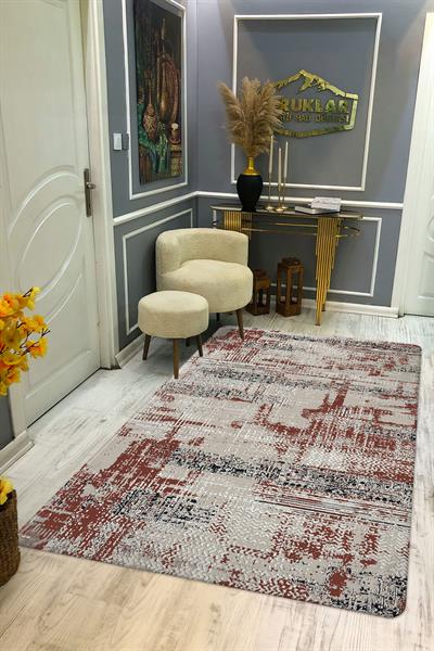 Kaymaz Taban Yıkanabilir Dijital Baskı Eskitme Desenli Halı