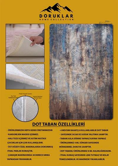 Kaymaz Taban Yıkanabilir Dijital Baskı Eskitme Desenli Salon Halısı