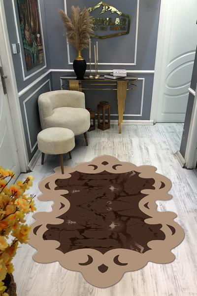 Kaymaz Taban Yıkanabilir Dijital Baskı Dekoratif Modern Desenli Elegance Serisi Lazer Kesim Dot Taban Halı ELG30
