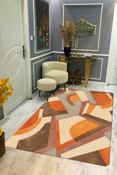 Kaymaz Taban Yıkanabilir Dijital Baskı Dekoratif Modern Desenli Marry Serisi Dot Taban Halı MRY08