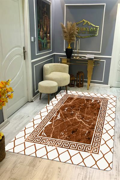 Kaymaz Taban Yıkanabilir Dijital Baskı Dekoratif Modern Desenli Dot Taban Halı Nova Serisi NV82