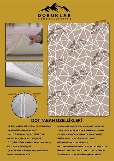 Kaymaz Taban Yıkanabilir Dijital Baskı Geometrik Örüntü Desenli Halı