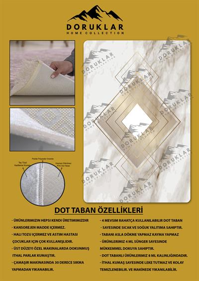 Kaymaz Taban Yıkanabilir Dijital Baskı Dekoratif Modern Desenli Dot Taban Halı Nova Serisi NV59