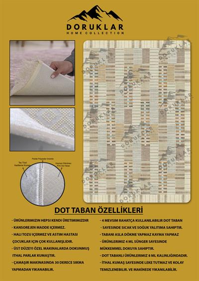 Kaymaz Taban Yıkanabilir Dijital Baskı Dekoratif Modern Desenli Alfa Serisi Dot Taban Halı ALF12