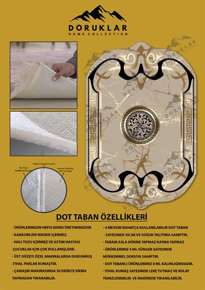 Kaymaz Taban Yıkanabilir Dijital Baskı Dekoratif Modern Desenli Elegance Serisi Lazer Kesim Dot Taban Halı ELG83