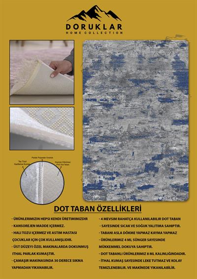 Kaymaz Taban Yıkanabilir Dijital Baskı Eskitme Desenli Salon Halısı