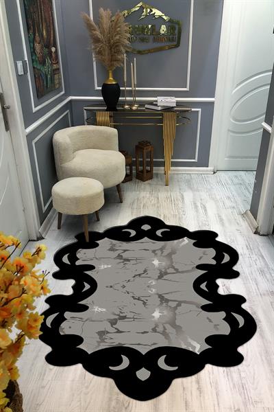 Kaymaz Taban Yıkanabilir Dijital Baskı Dekoratif Modern Desenli Elegance Serisi Lazer Kesim Dot Taban Halı ELG28