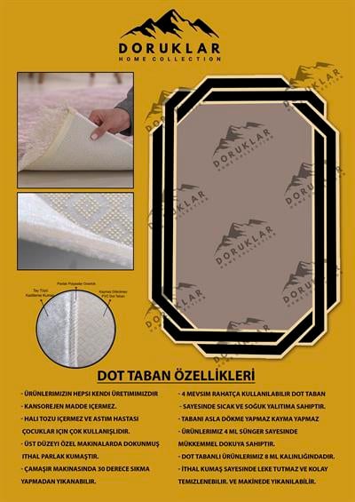 Kaymaz Taban Yıkanabilir Dijital Baskı Lazer Kesimli Dekoratif Desenli Dot Taban Halı