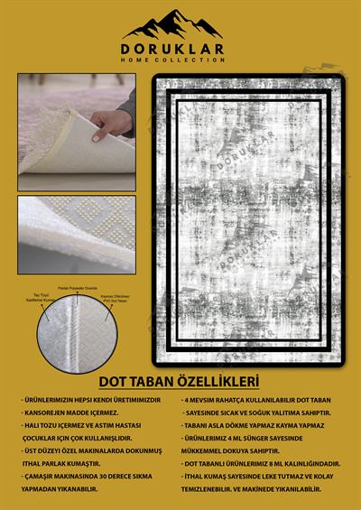 Kaymaz Taban Yıkanabilir Dijital Baskı Dekoratif Modern Desenli Dot Taban Halı Nova Serisi NV104