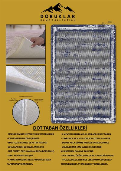 Kaymaz Taban Yıkanabilir Dijital Baskı Dekoratif Modern Desenli Dot Taban Halı Nova Serisi NV101
