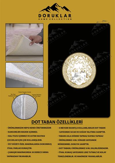 Kaymaz Taban Yıkanabilir Dijital Baskı Dekoratif Modern Desenli Apollo Serisi Dot Taban Halı AP03