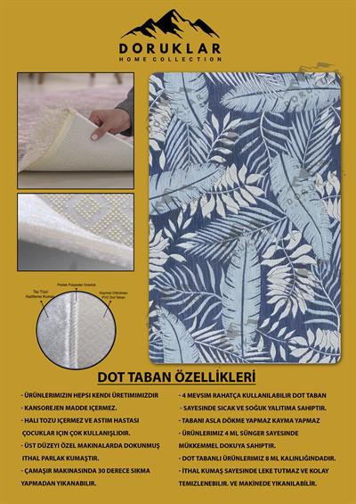 Kaymaz Taban Yıkanabilir Dijital Baskı Dekoratif Modern Desenli Dora Serisi Dot Taban Halı DR04
