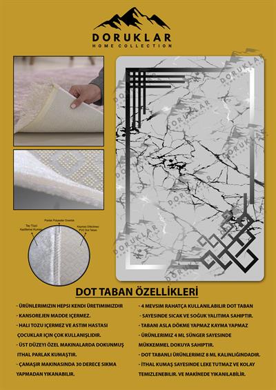 Kaymaz Taban Yıkanabilir Dijital Baskı Dekoratif Modern Desenli Dot Taban Halı Nova Serisi NV31