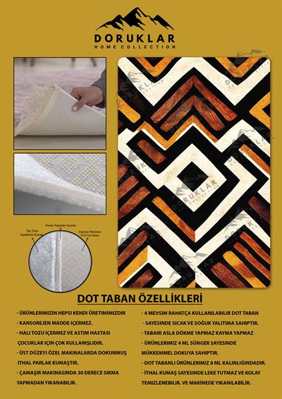 Kaymaz Taban Yıkanabilir Dijital Baskı Dekoratif Modern Desenli Dot Taban Halı