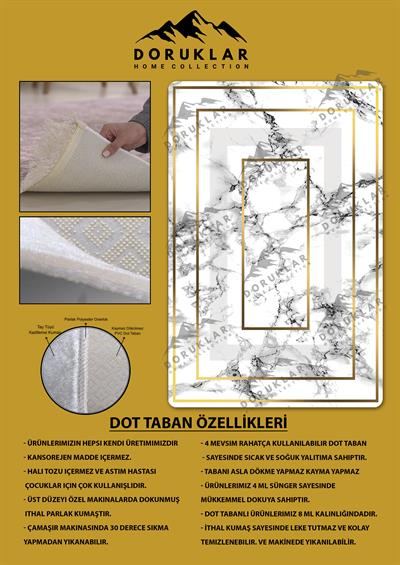 Kaymaz Taban Yıkanabilir Dijital Baskı Dekoratif Modern Desenli Dot Taban Halı Nova Serisi NV112