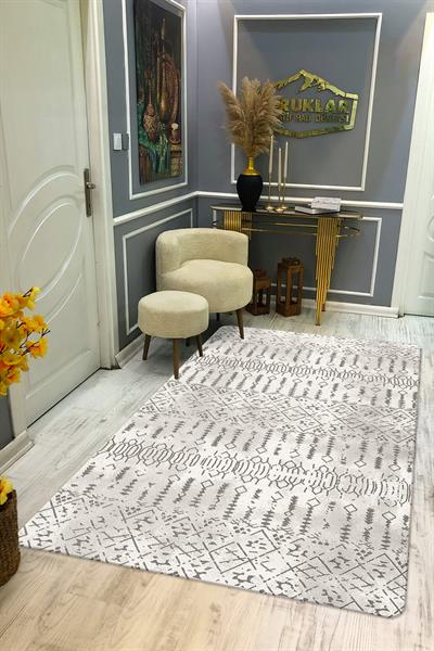 Kaymaz Taban Yıkanabilir Dijital Baskı Dekoratif Modern Desenli Dot Taban Halı Zen Serisi ZEN04