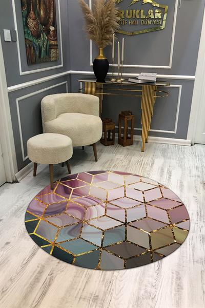 Kaymaz Taban Yıkanabilir Dijital Baskı Dekoratif Modern Desenli Dot Taban Halı MDH272