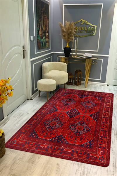 Kaymaz Taban Yıkanabilir Dijital Baskı Dekoratif Modern Desenli Dot Taban Halı Nova Serisi NV08